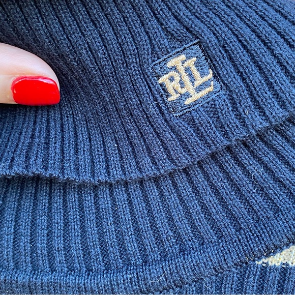 Lauren by Ralph Lauren Ribbed Turtleneck Sweater Black and Gold Size Large - Picture 6 of 9